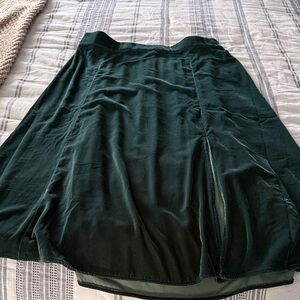 J. Crew Dark Green Velvet Midi Skirt